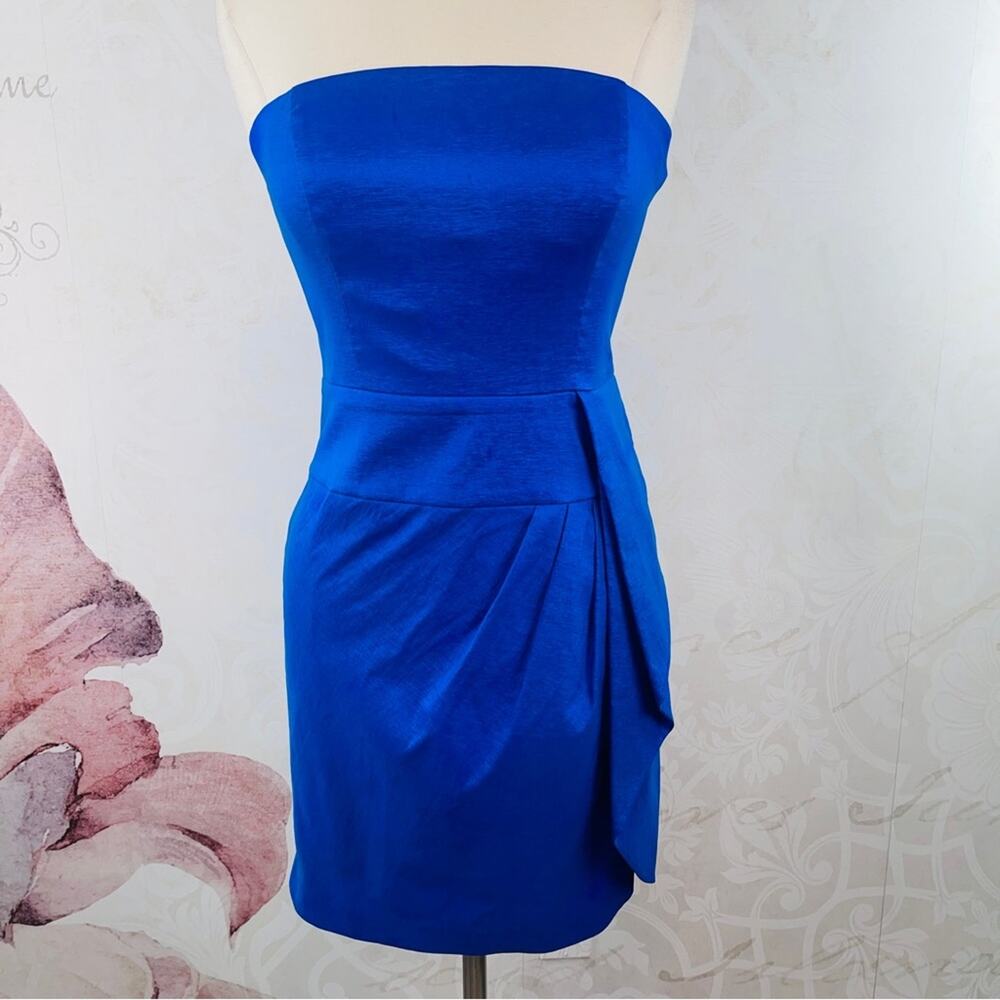 Calvin Klein blue mini strapless metallic dress size 8